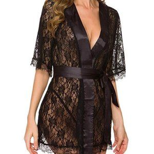 Sexy underwear sexy female lace hollow sleeping robe sex set